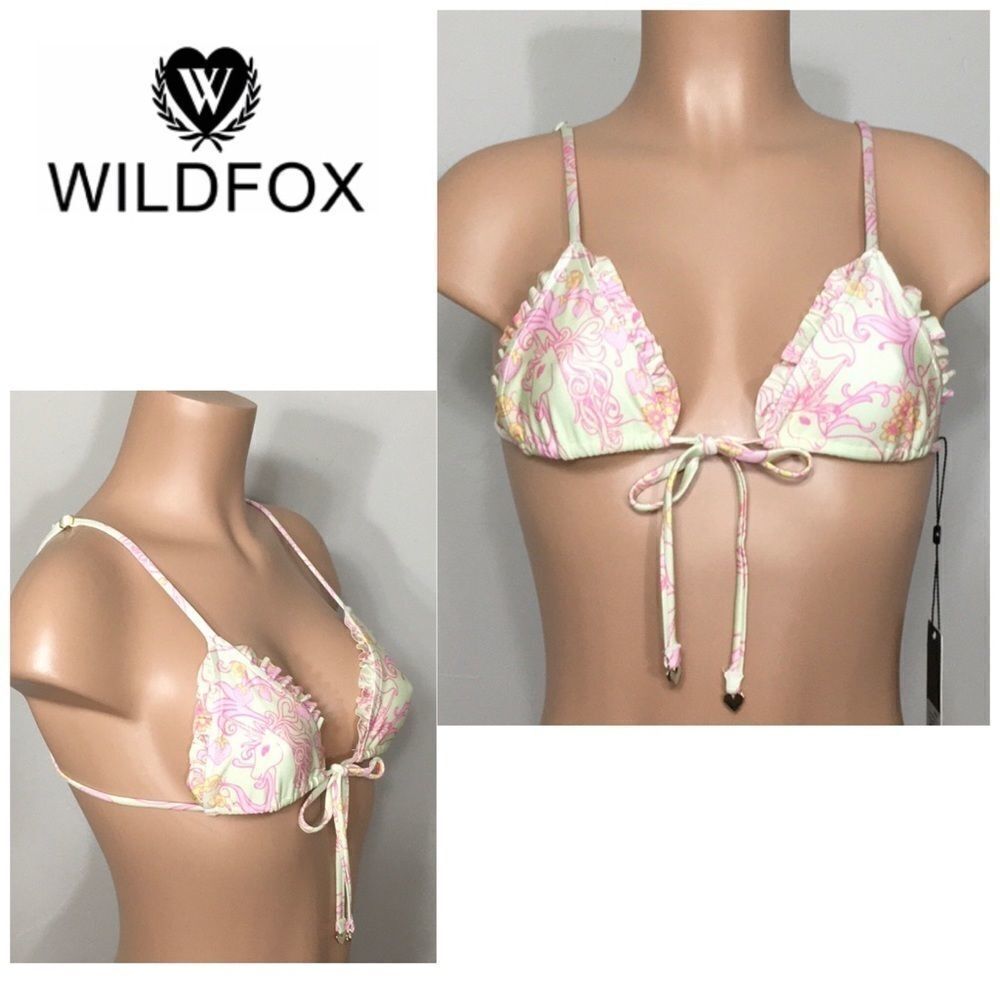 WILDFOX unicorn and strawberry bikini top. NWT